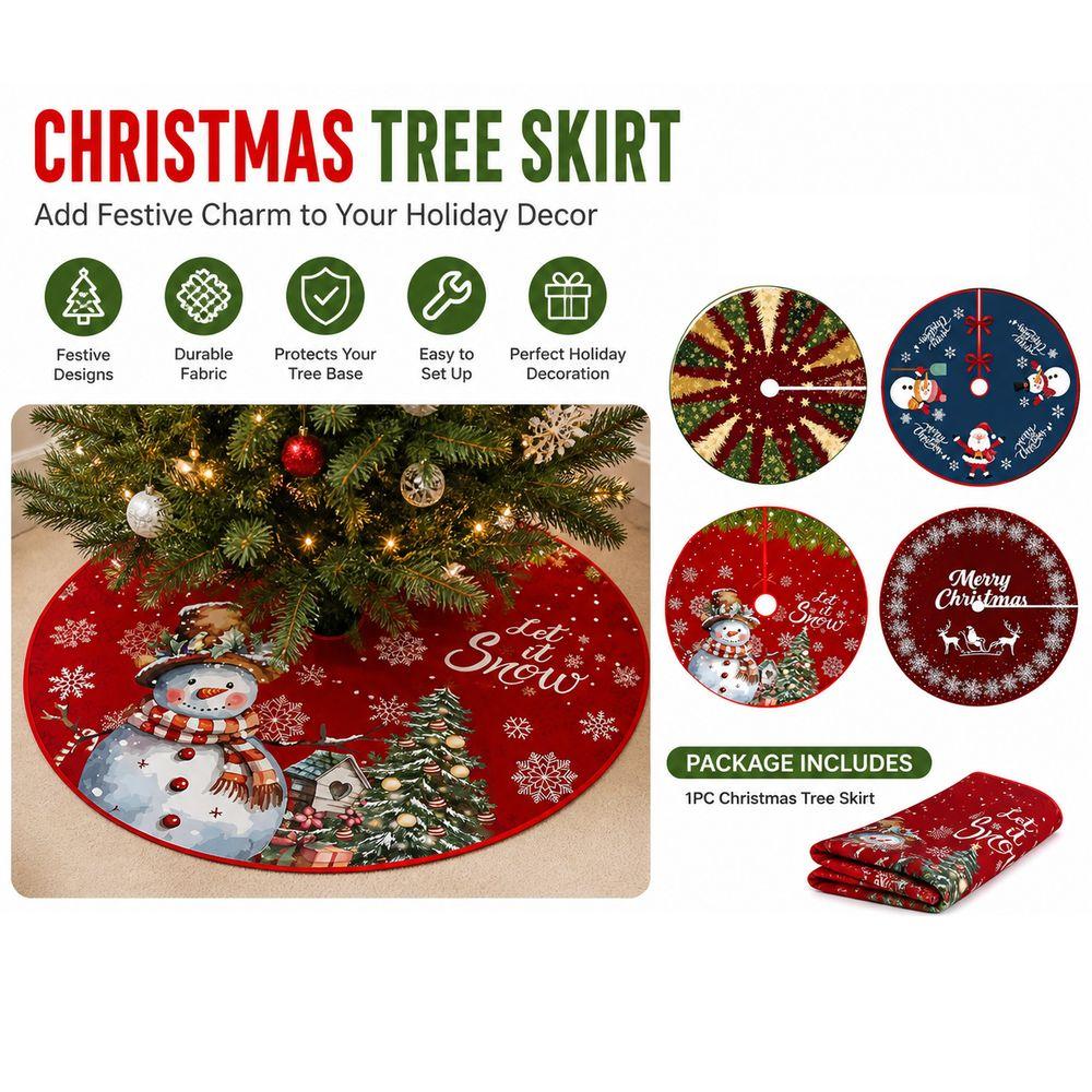 Fabric Christmas Tree Skirt Decorative Tree Skirt Round Tree Skirt  Christmas Decoration