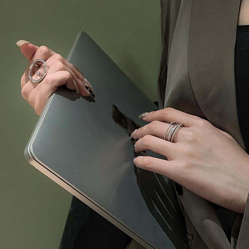 Геометрическое кольцо Трехмерное блестящее кольцо-круг Индивидуальность Темперамент Кольцо с цирконом Мода Холодный ветер Продвинутое