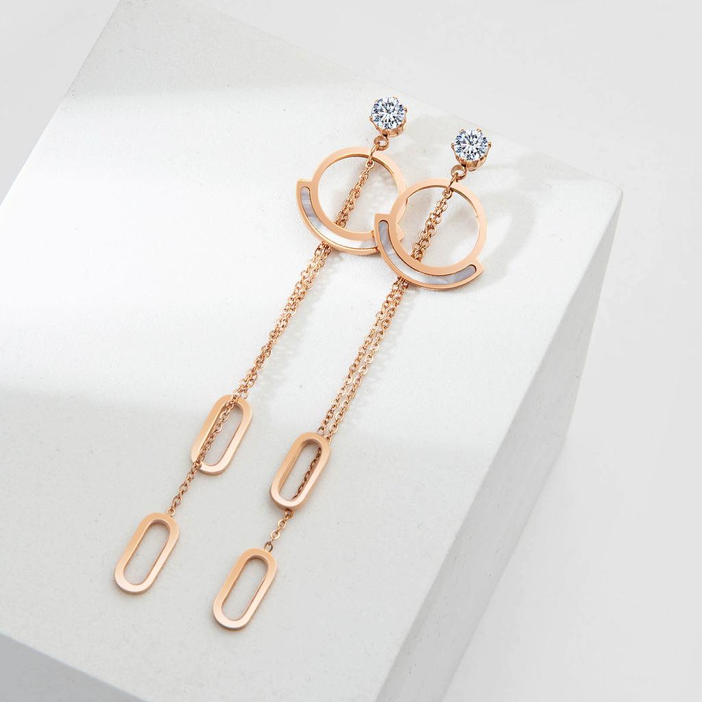 Серьги Ветер Моды Длинные Сказочные Полностью Белая Ракушка Нержавеющая Сталь Уши Бахрома Висячие Титановая Сталь