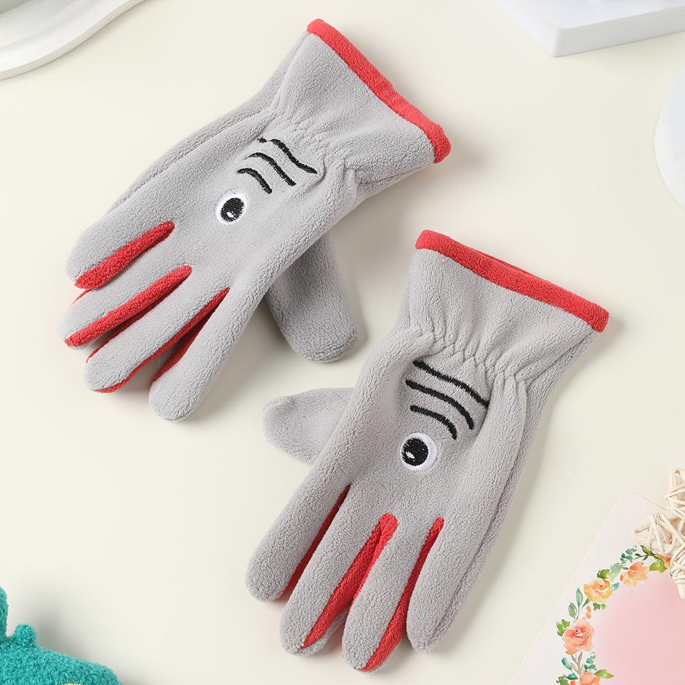 Add Fleece In Autumn and Winter Olympic Fleece Primary School Students Cycling Skin Friendly Outdoor Warm and Cold Proof Cute Gloves
