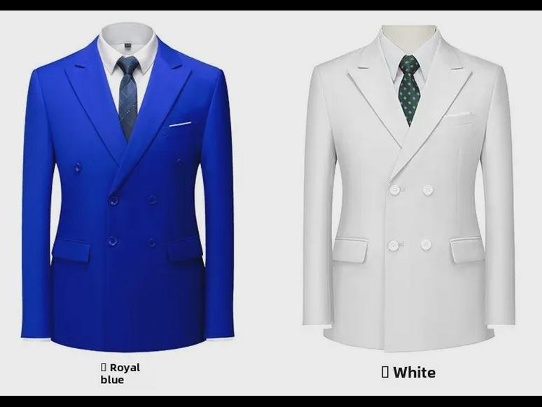 Мужской двубортный деловой костюм-двойка красного цвета