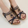 Летние большие сандалии на плоской подошве со стразами, с открытым носком, пляжные сандалии