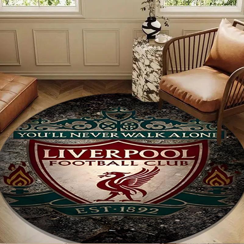 1PC rug liver-pool Fc Crest Round mat Home Decor, Chair rug For livingroom,Bedroom, doormat home decor Birthday Gift Christmas Gifts