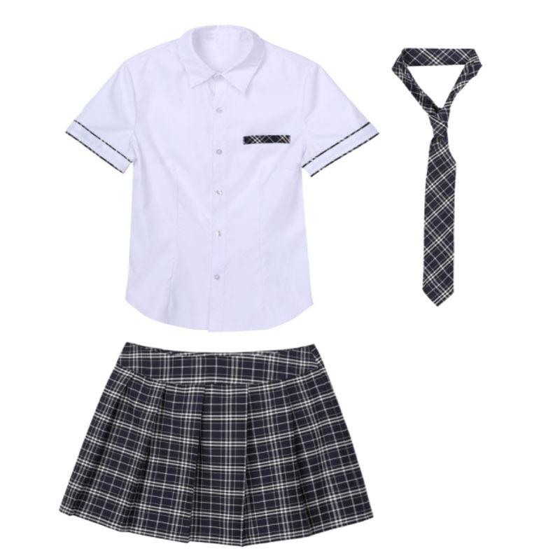 Женская школьная форма, костюм из 3 предметов, топ с длинными рукавами, плиссированная юбка и галстук, наряды