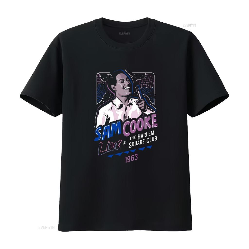 Vintage Sam Cooke Live at Harlem Square Club 1963 T Shirt Heavy Cotton Black Full Size vintage Washed homme Casual Slightly