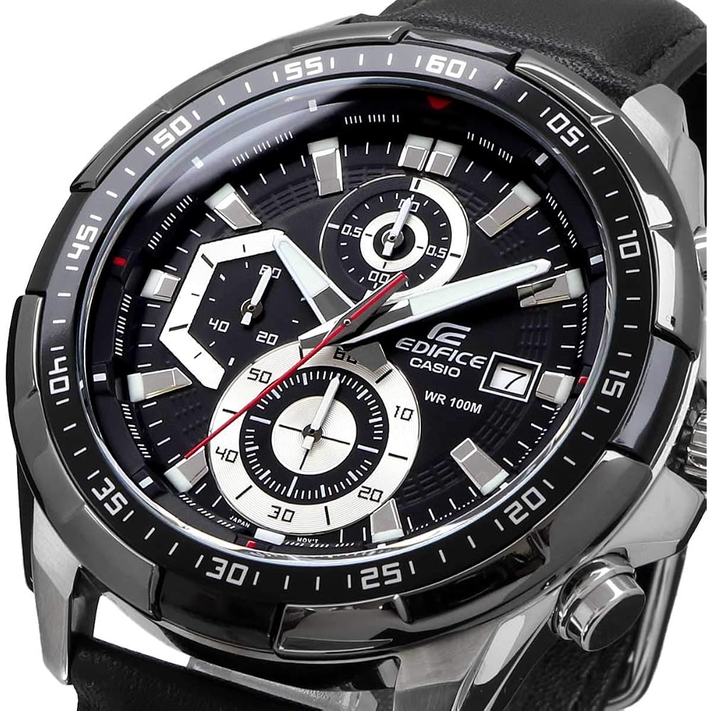 [Casio] CASIO Edifice EDIFICE Men's Watch Chronograph EFR-539L-1AV Black Leather Band Overseas Model [Parallel Import]