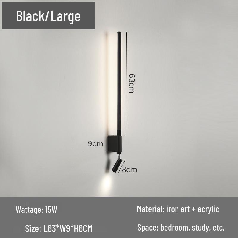 Скандинавский минималистичный настенный светильник в виде длинной полосы для прикроватной тумбочки с защищающим глаза светом для чтения и выключателем для прихожих, входов и гостиничных номеров