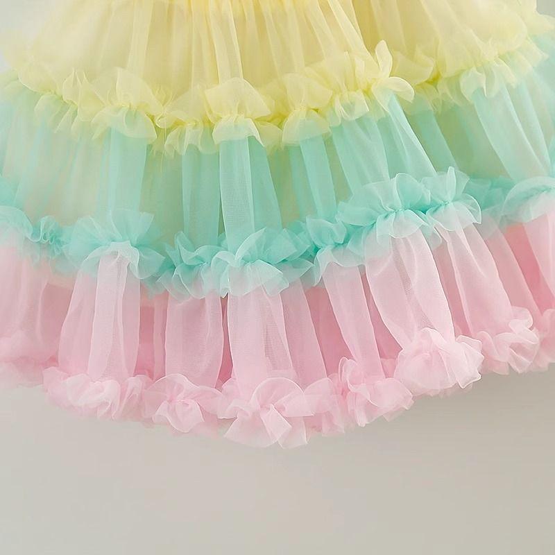 Юбка средней длины для девочек, летний новый стиль, юбка-пачка для девочек, детская юбка из пышной пряжи, короткая юбка принцессы для малышки