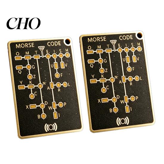 Portable Morse Code Trainer Card, Professional PCB Style Electronic Learning Tool with Interactive Tutor LEDs & Signal Buttons, Pocket-Size Telegraph