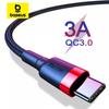 Baseus Кабель USB C Кабель Type C для Samsung S20 S10 Швидка зарядка 3.0 Кабель USB C Телефонний дріт Шнур Кабель USB Type C для Xiaomi