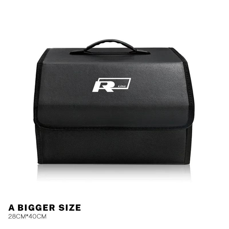 CGLWZ1 Car Trunk Storage Box Leather Sundries Organizer Travel Bag For VW R Line GTI Polo Golf Passat CC Tiguan Arteon Touareg Scirocco