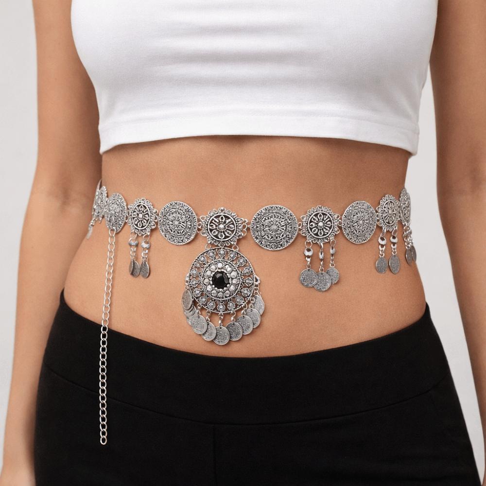 Metal Tassel Belly Chain Adjustable Body Chain Versatile Ethnic Style Belt Dress Ornament