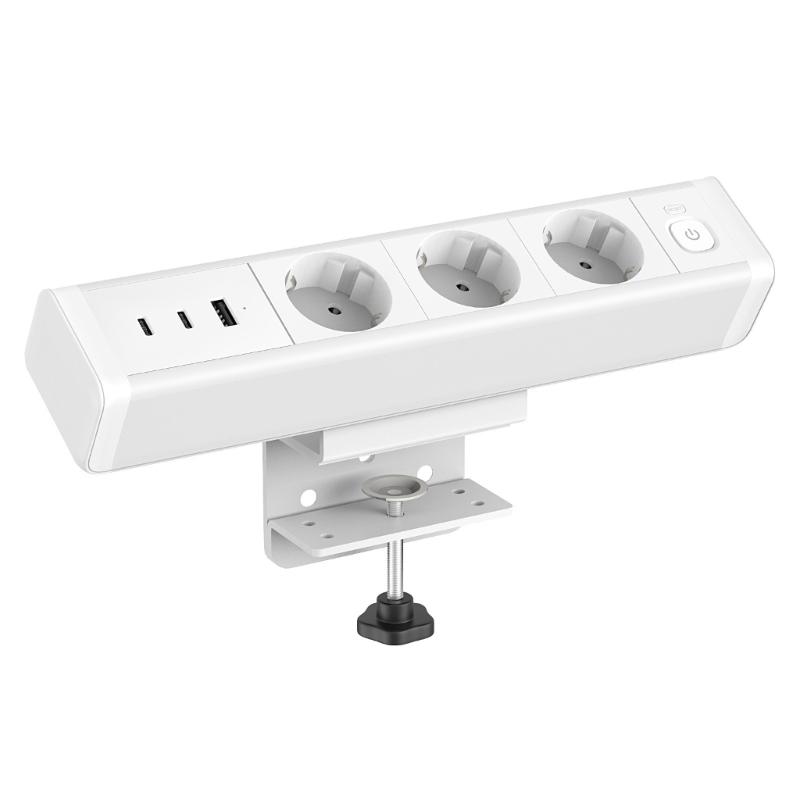 Стяжной кронштейн для удлинителей 3 розетки AC 3 порта USB PD18W/65W Хабы быстрой зарядки Кабель 1.8 метра для домашнего офисного стола