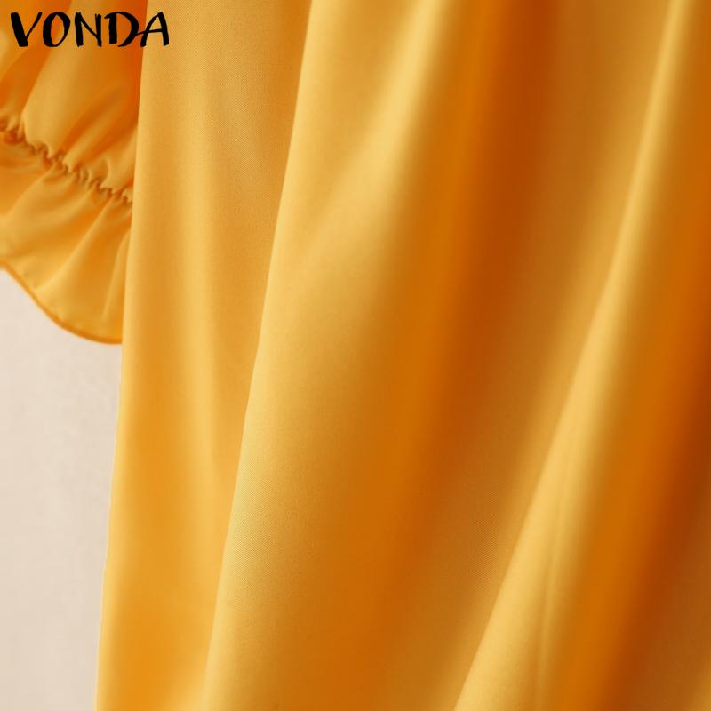 VONDA Женские летние блузки с короткими рукавами и оборками с круглым вырезом