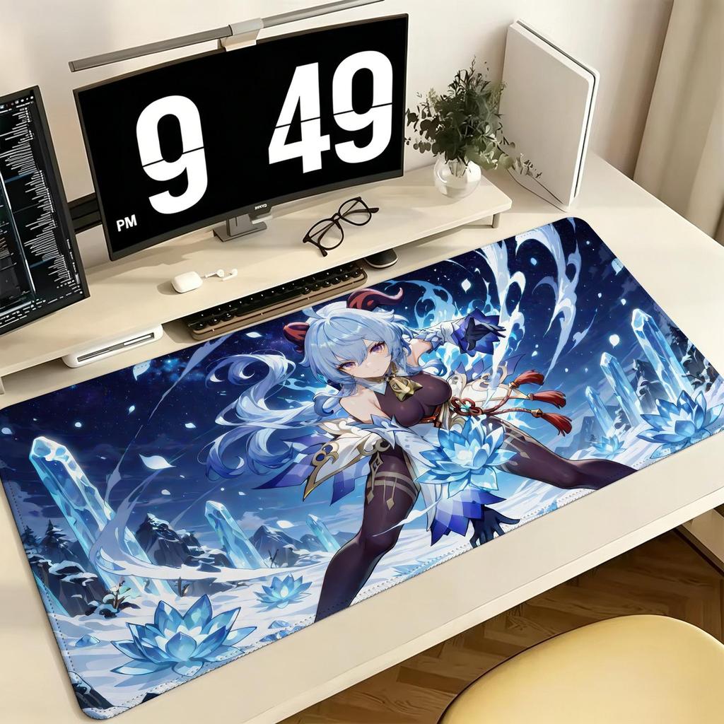 Genshin Impact Ganyu Pro ESports Xxl Gaming Mousepad Extra Large NonSlip Stitched Edge Keyboard Laptop Desk Mat For Pc Gamer