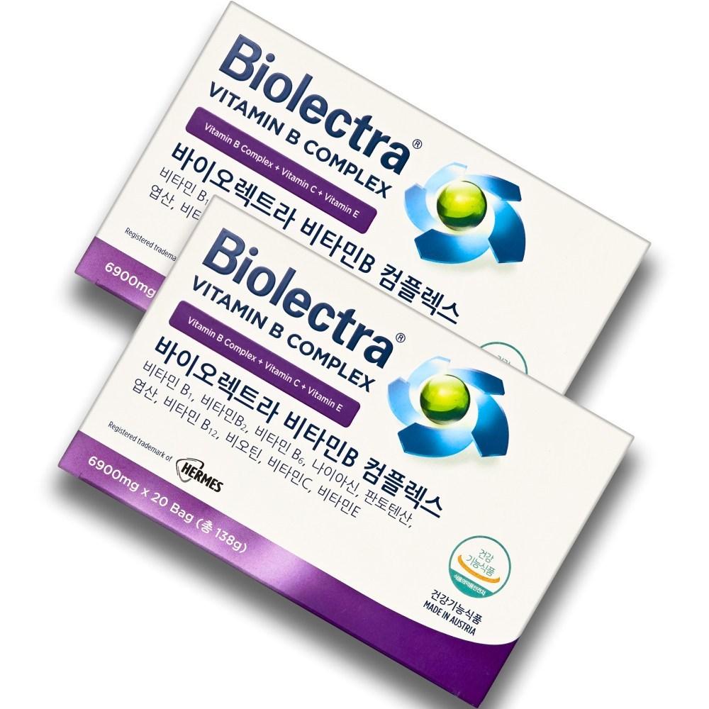 Hairmes Biolectra Комплекс витаминов группы B 6900 мг Для беременных, Семьи, Кормящих женщин, Детей 20 пакетиков x 2 шт. (40 порций)