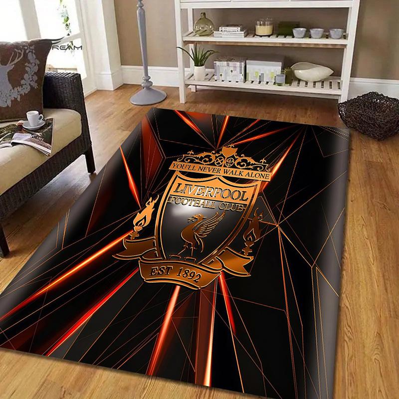 Квадратный ковер с фланелевым узором Liverpool, Ковер для гостиной, спальни, дивана, игровой комнаты, Нескользящий коврик