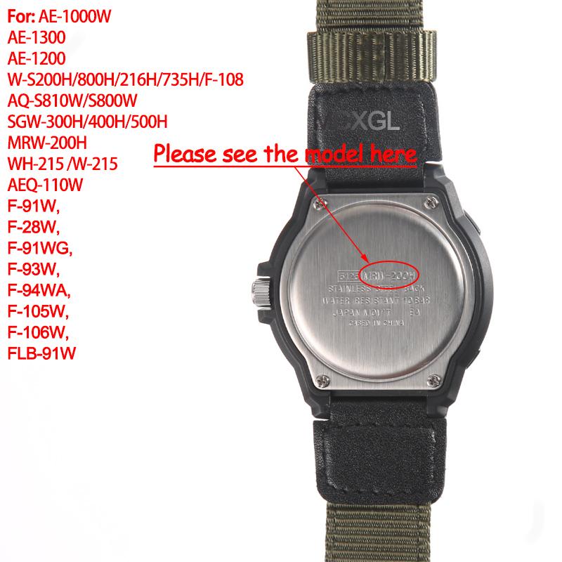 18-мм нейлоновый ремешок для часов Casio W800H Мужской холщовый спортивный Черный Зеленый Браслет SGW300 F91W F105/108/A158/168 AE1200WH AE1300 Ремень