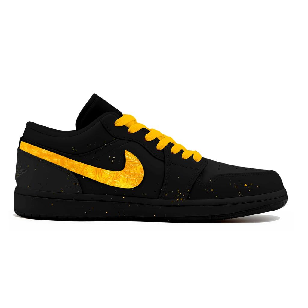 Jordan Air Jordan 1 Gilded Swift Shadow Abrasion Resistant Abrasion Resistant Vintage Basketball Shoes Men's Black Gold 553558-093(Team266-)