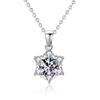 S925 Sterling Silver 1 Ct Moissanite Snowflake Pendant Women's Necklace with GRA Certificate Fashion Collar Chain Jewelry
