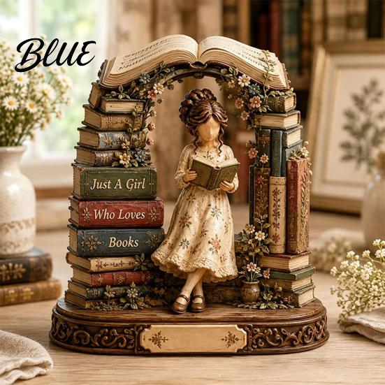 Книжные подарки для женщин Деревянная фигурка Читающая девушка Для книголюбов Персонализированный декор для книжной полки на стол с украшениями Многоуровневый дизайн Домашняя библиотека
