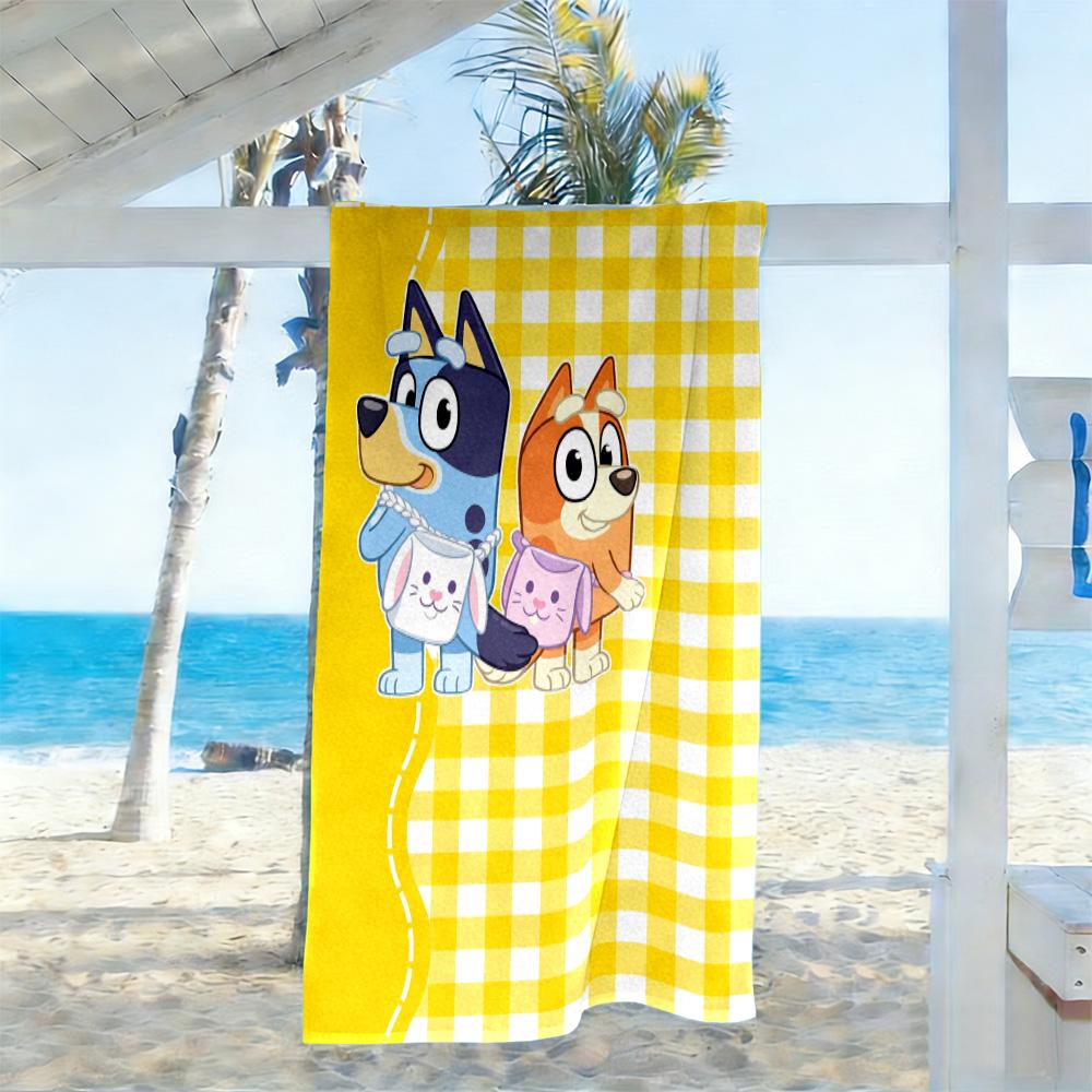 Bluey Family Adventure Beach Towel High Absorbency & Quick-Dry Comfortable Lightweight Perfect for Traveling Yoga Camping and Swimming