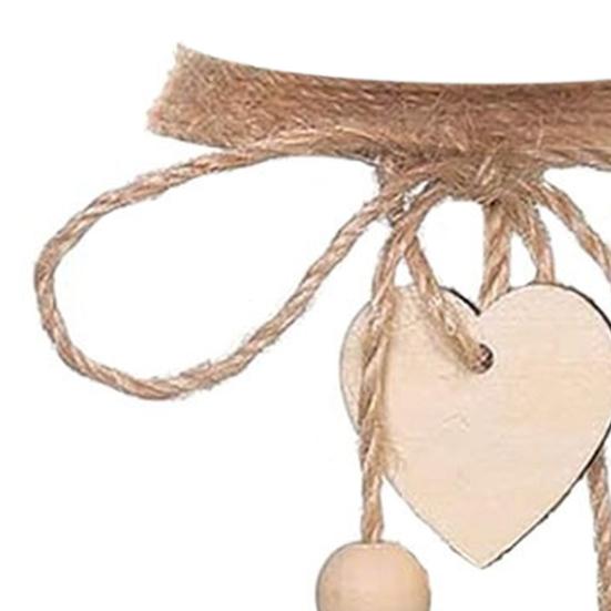 Love Heart Decoration Rope Handmade Wood Bead Jute Rope