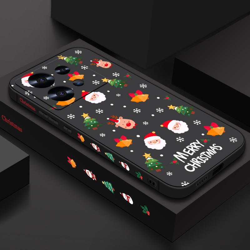 Чехол для телефона Merry Christmas Santa Elk Pattern для Xiaomi 13T Pro 11T Poco F6 X6 Redmi Note 13 12 11 10 Pro Max, мягкий матовый противоударный чехол из ТПУ с ремешком