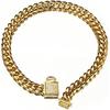Designer Dog Collar Gold Metal Stainless Steel with Zirconia Lock 14mm 18K Gold Big Dog Luxury Training Collar Cuban Lock Link Necklace Chain(10