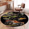 Truck Printed Round Rug Carpet Chair Rug Area Rug Entryway Doormats,for Office Chair Living Room Bedroom Kitchen Room.