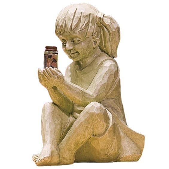 Садовая статуя ребенка с солнечными светлячками, банка из смолы, статуя для мальчиков и девочек, причудливая клумба, двор, уличная скульптура, декор