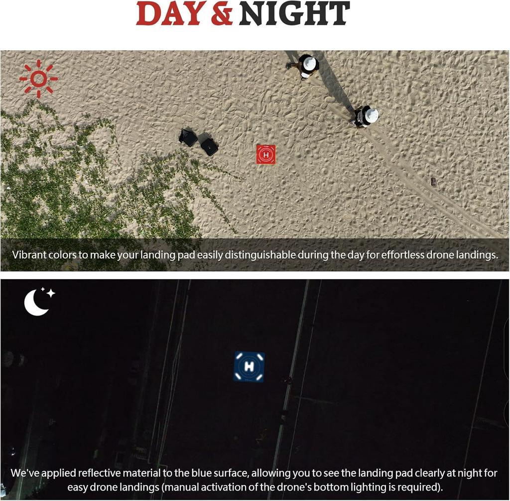 Nighttime Reflective Drone Landing Pad,Fast-fold Double Sided Waterproof Landig Pad Weighted for DJI Mini 5 Pro/ 4/3 Pro/Mini 4k / Mavic 4 / Air 3s