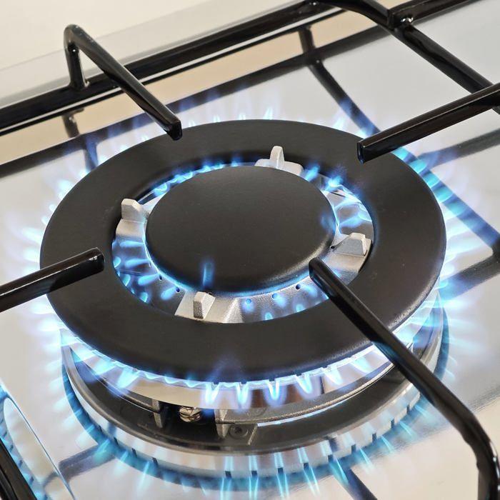 Plaque à gaz - Vitrokitchen - Bouton poussoir - Multicolore - 69x68x19 cm - Gaz naturel - Acier allié