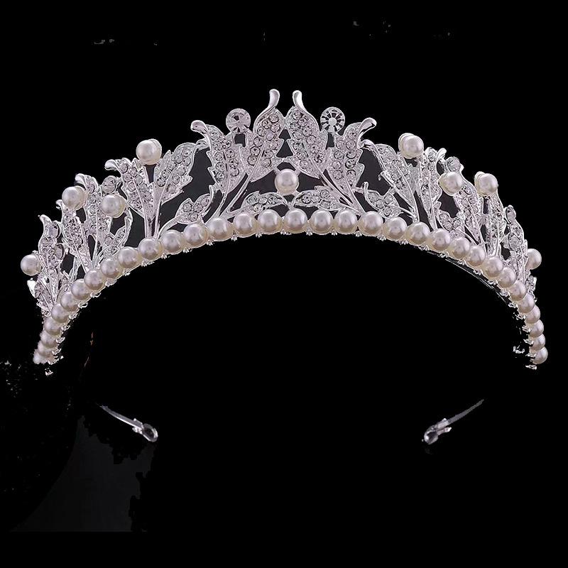 Корона для волос с жемчугом и стразами для невесты и подружки невесты, корона из сплава жемчуга принцессы, подиумные украшения