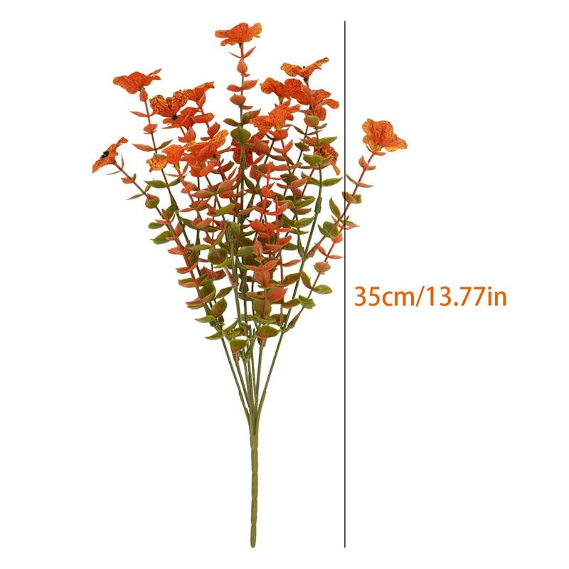 1 шт. искусственные свадебные цветы эвкалиптовая ветка букет оранжевый красный украшение для дома осень