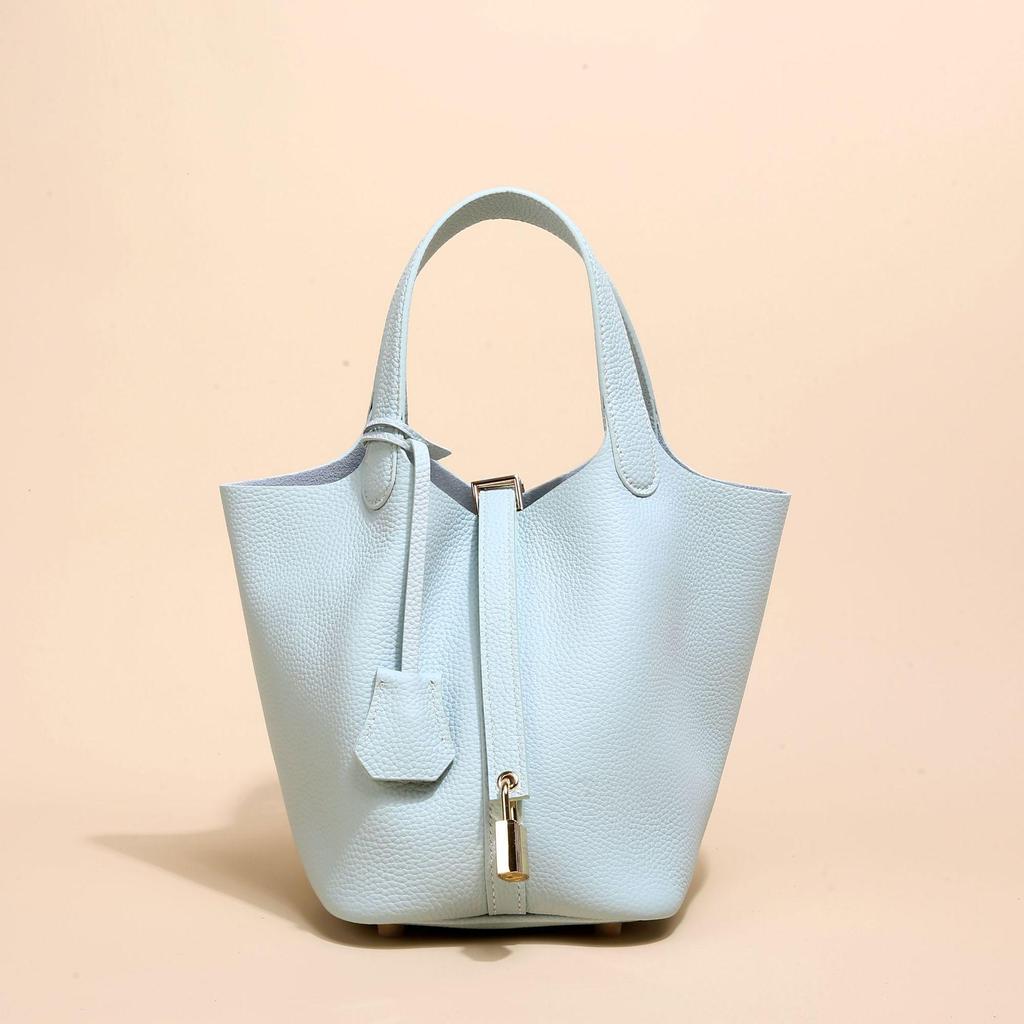 2024 Женская сумка-ведро из натуральной кожи с узором личи - Осенне-зимняя сумка-корзина для овощей