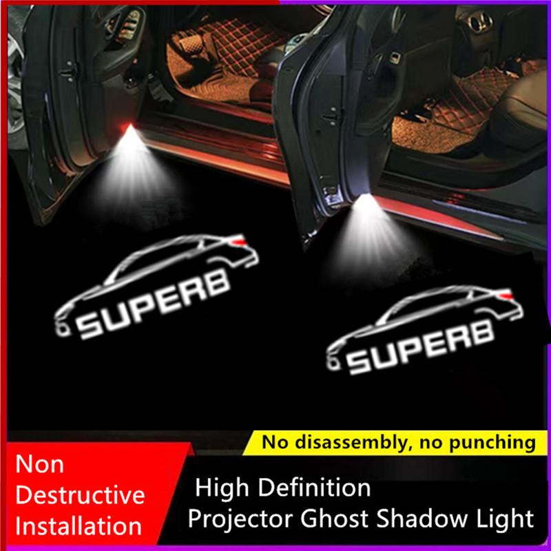 RAPL8 Led Car Door Projector Light Laser Welcome Lamps For Skoda VRS Kodiaq GT Superb 3V 3T B6 B8 Octavia 2 3 A5 A7 MK2 MK3 Karoq