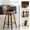 Set of 2 bar stools with flower-shaped backrest, bentwood, PU leather, metal footrest, modern