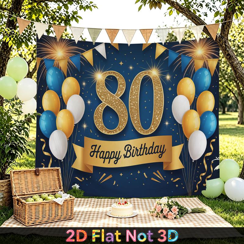 Gold 80th Balloon Party Backdrop 1pc - Home Party Decor