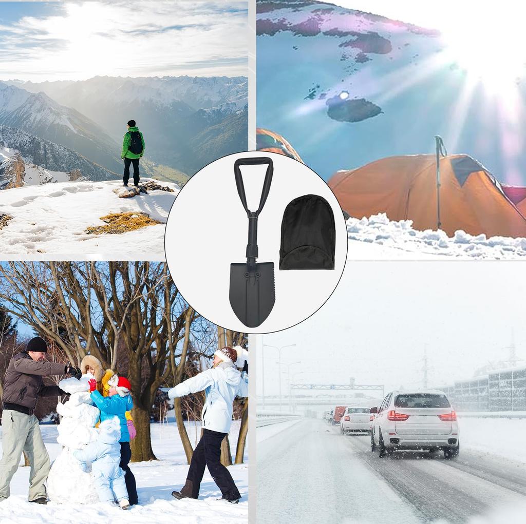Лопата для кемпинга, лопата для снега, высокоуглеродистая сталь, встроенная лопата, многофункциональная лопата, складная мини-сумка для хранения, в комплекте 7 функций, скалолазание, кемпинг