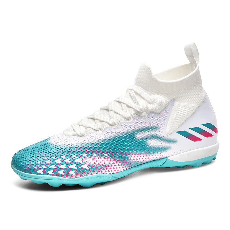 2025 новые футбольные бесшовные футбольные бутсы с верхом из летучего трикотажа, мужские и женские высокие, с длинными шипами, для сломанных ногтей, для искусственной травы, спортивные бутсы