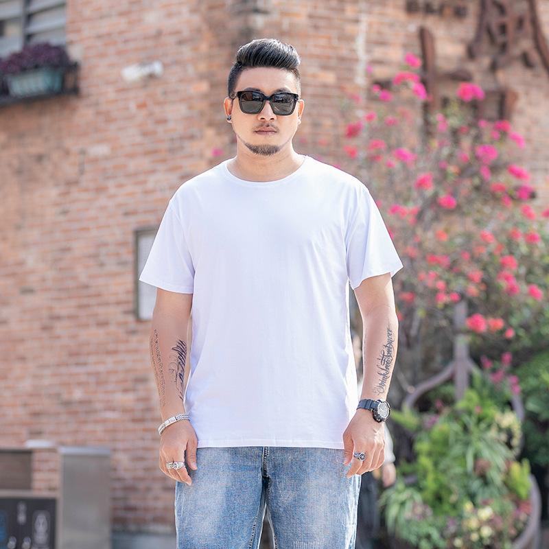 Мужская свободная футболка большого размера M-7XL 8XL Мужская однотонная футболка с круглым вырезом и короткими рукавами
