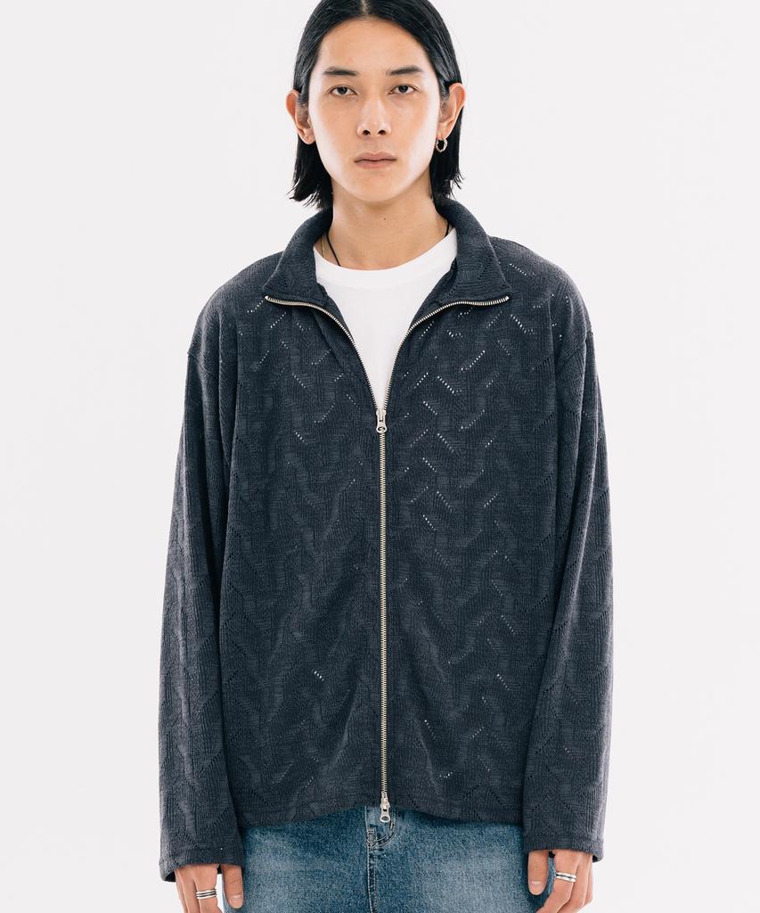 VASTIC Comb Pattern Knit Zip-Up_Charcoal