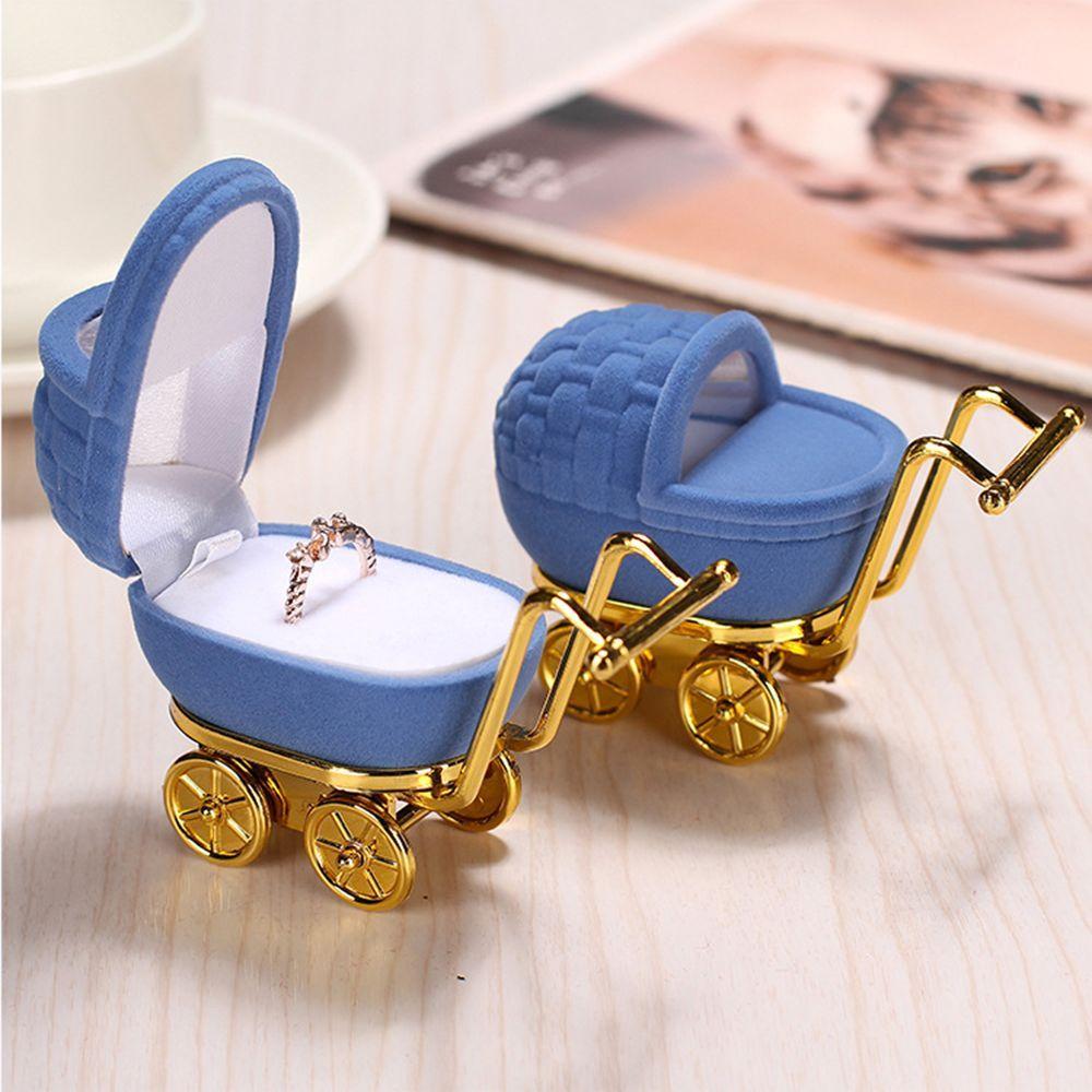 1Pcs Fashion Necklaces Box Velvet Stroller Ring Box Gift Case Jewelry Display Holder Storage Case