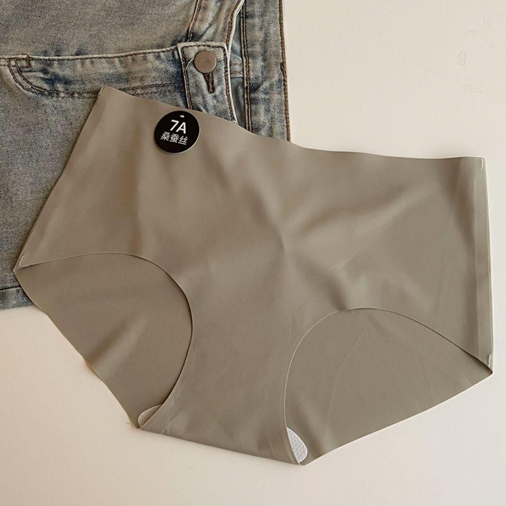 6Pcs Cotton Crotch Ice Silk Panties Mid Waist Underwear for Women Sweet Seamless Briefs Lady