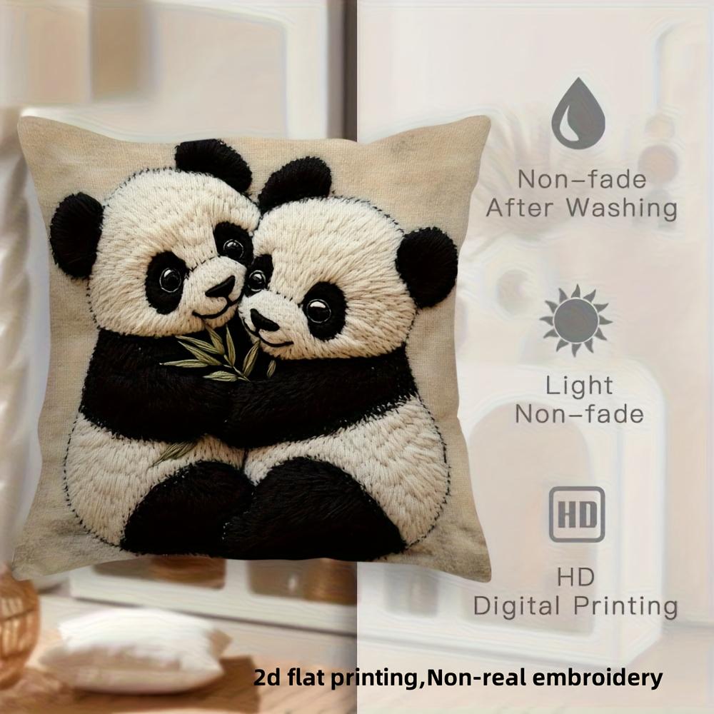 1 шт., 2D плоская печать, милый дизайн панды, обнимающей дизайн, наволочка - Мягкая, удобная и гладкая полиэфирная ткань
