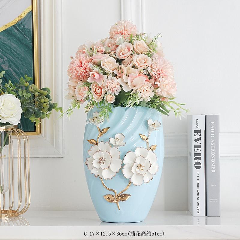 European Home Decor Ceramics Vase Flower Arrangement Crafts Bedroom Living Room Decoration Vase Wine Cabinet Porch Decoration