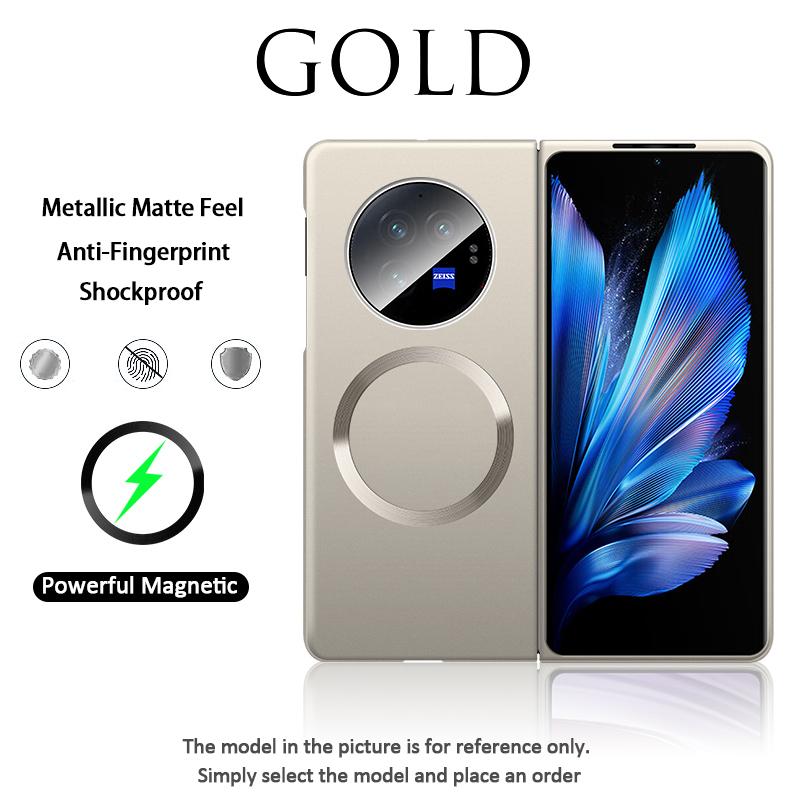 Ультратонкий матовый металлический чехол с магнитом для VIVO X Fold 5 3Pro 2, поддержка беспроводной зарядки, защита от отпечатков пальцев, жесткая защитная крышка Funda