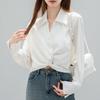 Navava Women Twisted Hem Crop Long Sleeve Shirt Nb2933