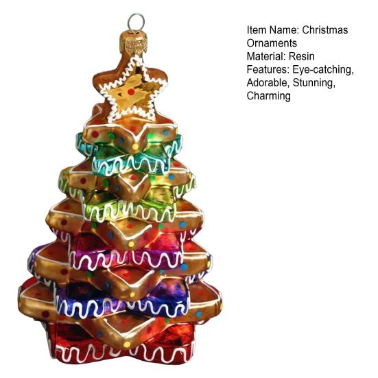Gingerbread House Christmas Decoration Resin Gingerbread Christmas Tree Hanging Ornaments for Tree Holiday Party Home Decor